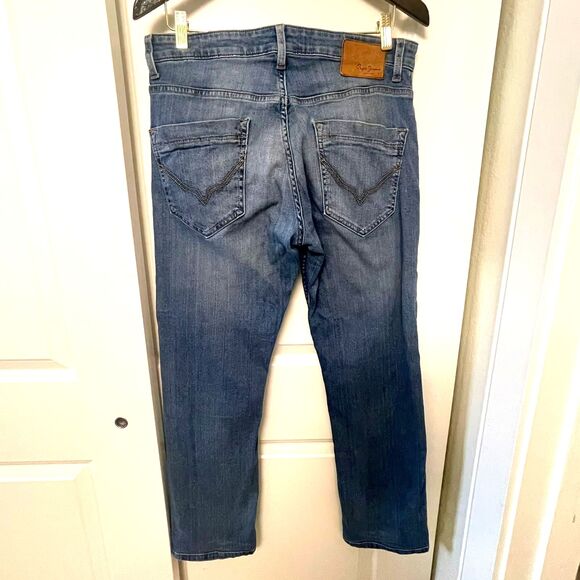 Pepe Jeans Holborne Men's Blue Mid Rise Straight Fit Denim Jeans Size 32 - Picture 3 of 11